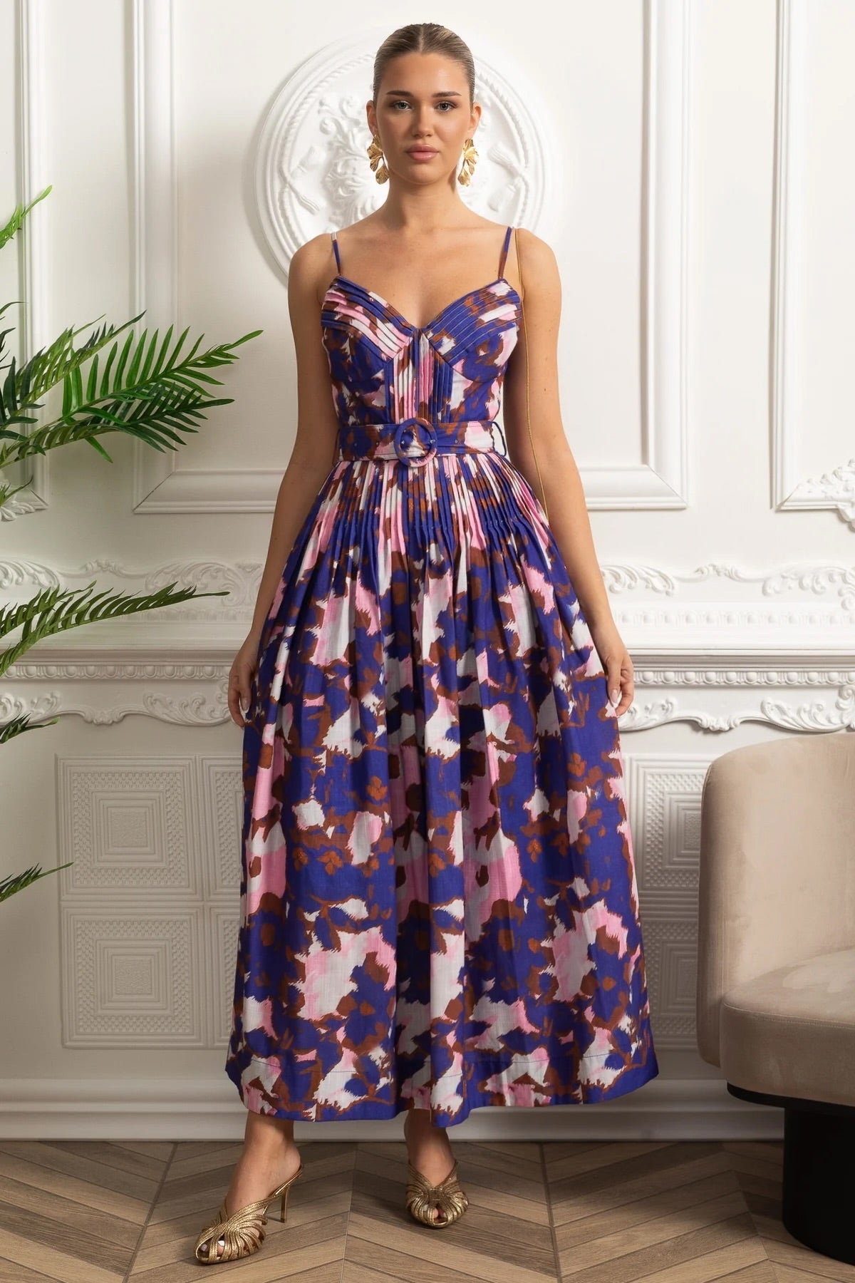 Dámské plisované midi šaty fialové