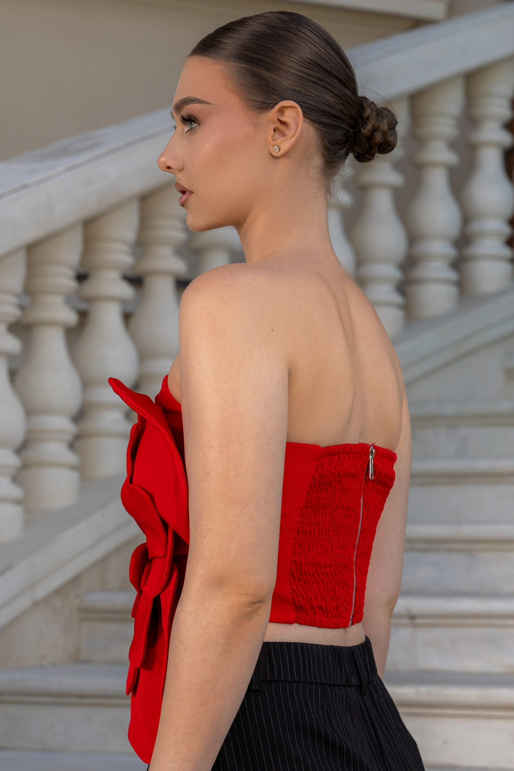 Dámský květinový top červený