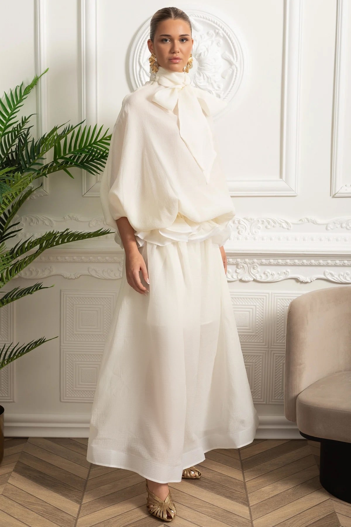 Dámské maxi šaty s mašlí