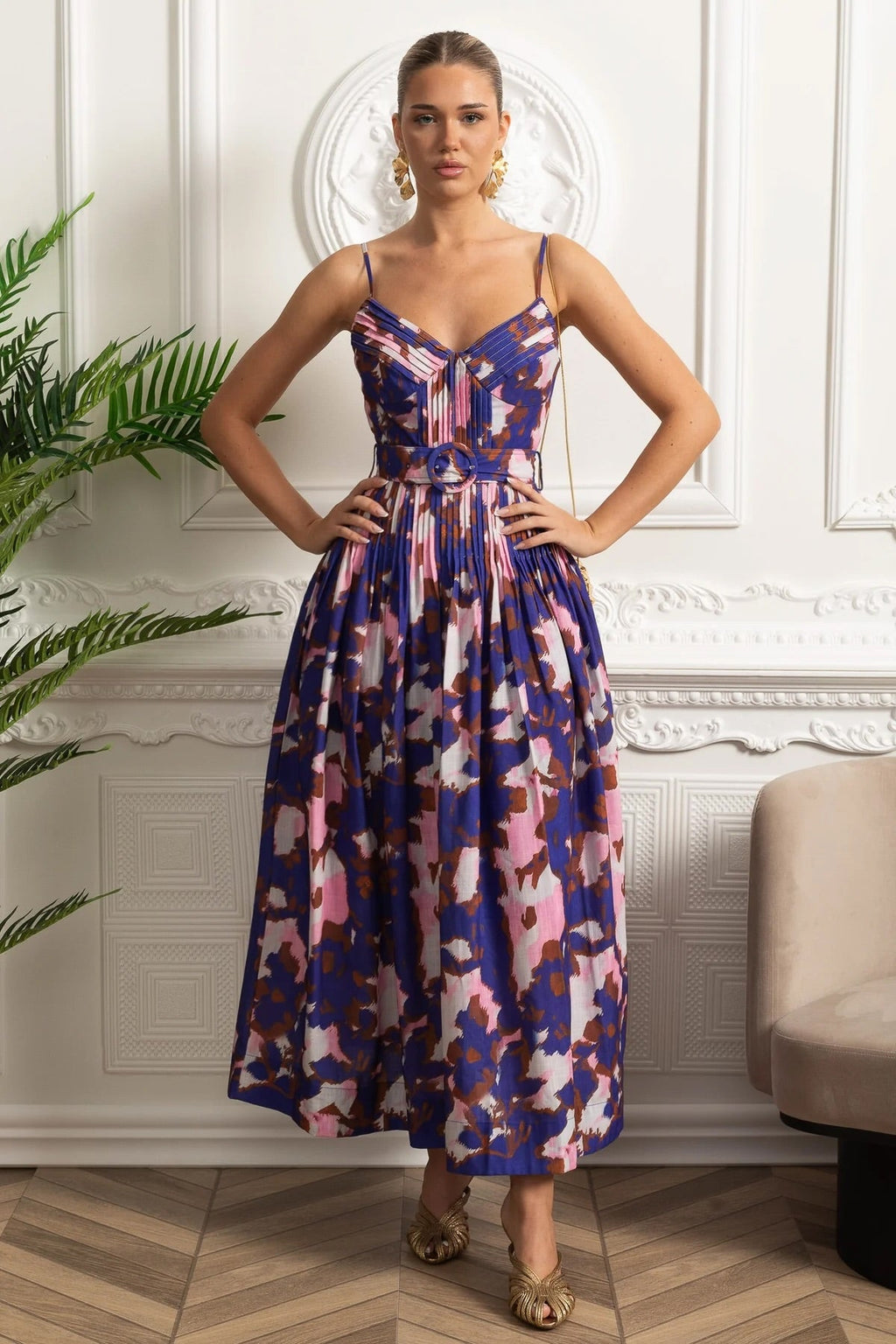 Dámské plisované midi šaty fialové