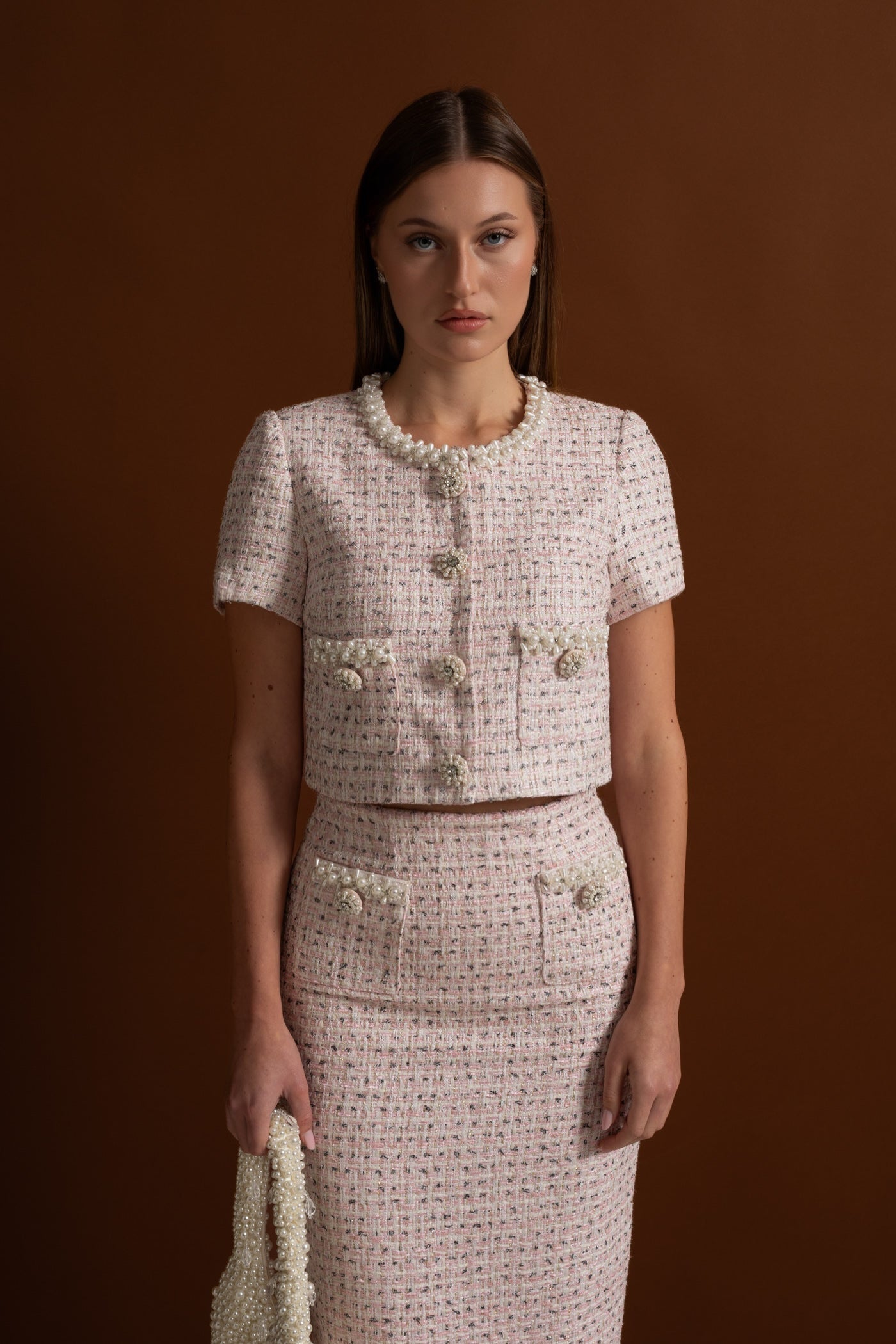 Dámské perlové tričko růžové