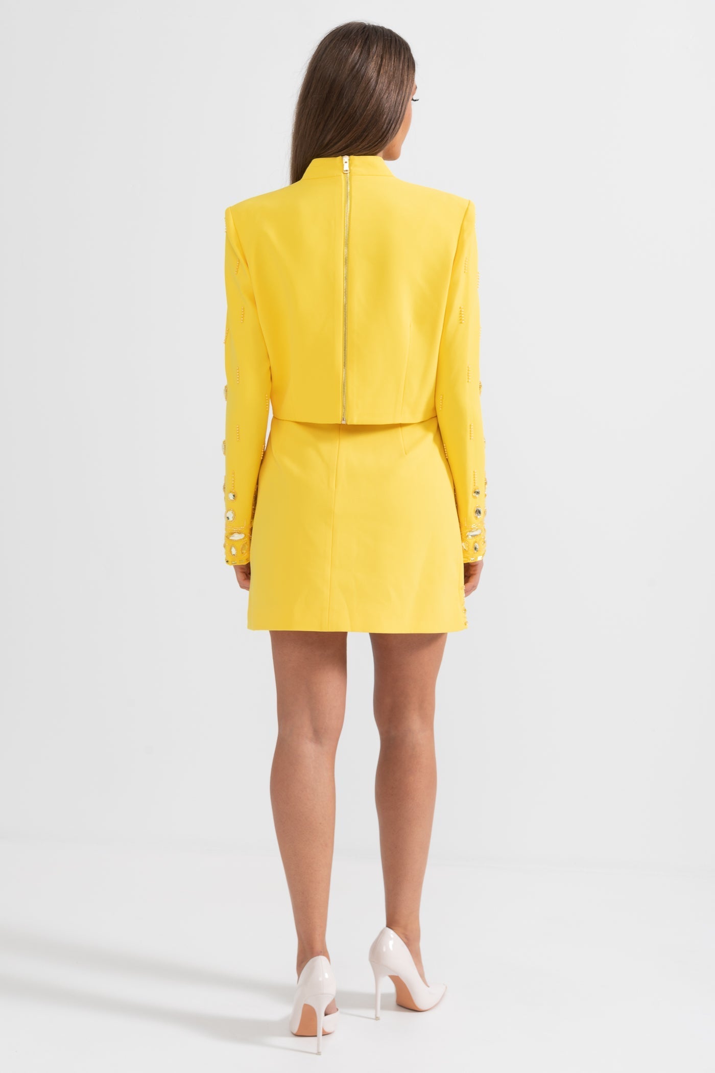 Dámská žlutá sukně s diamanty