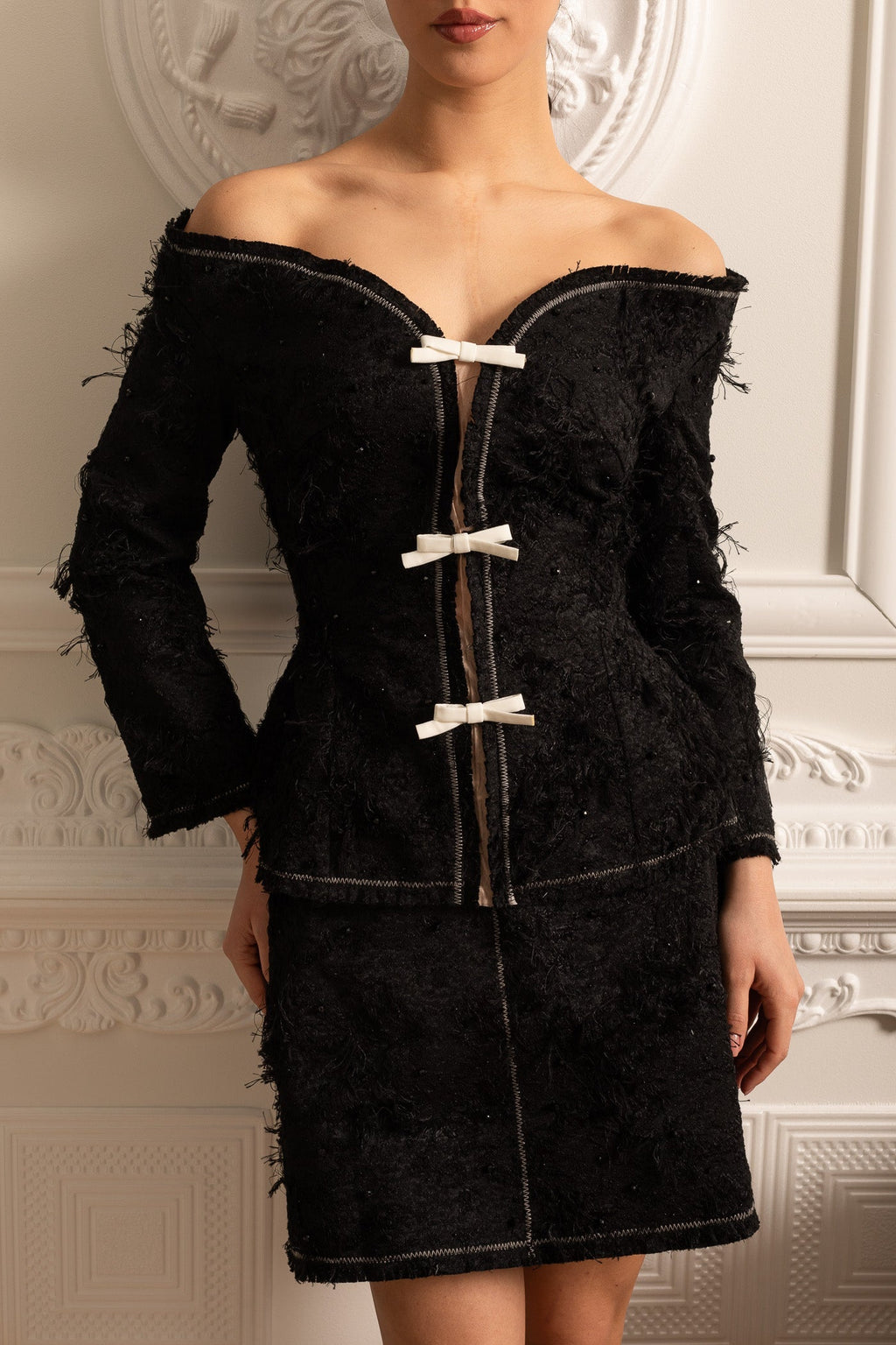 Dámský top bez ramínek s mašlemi