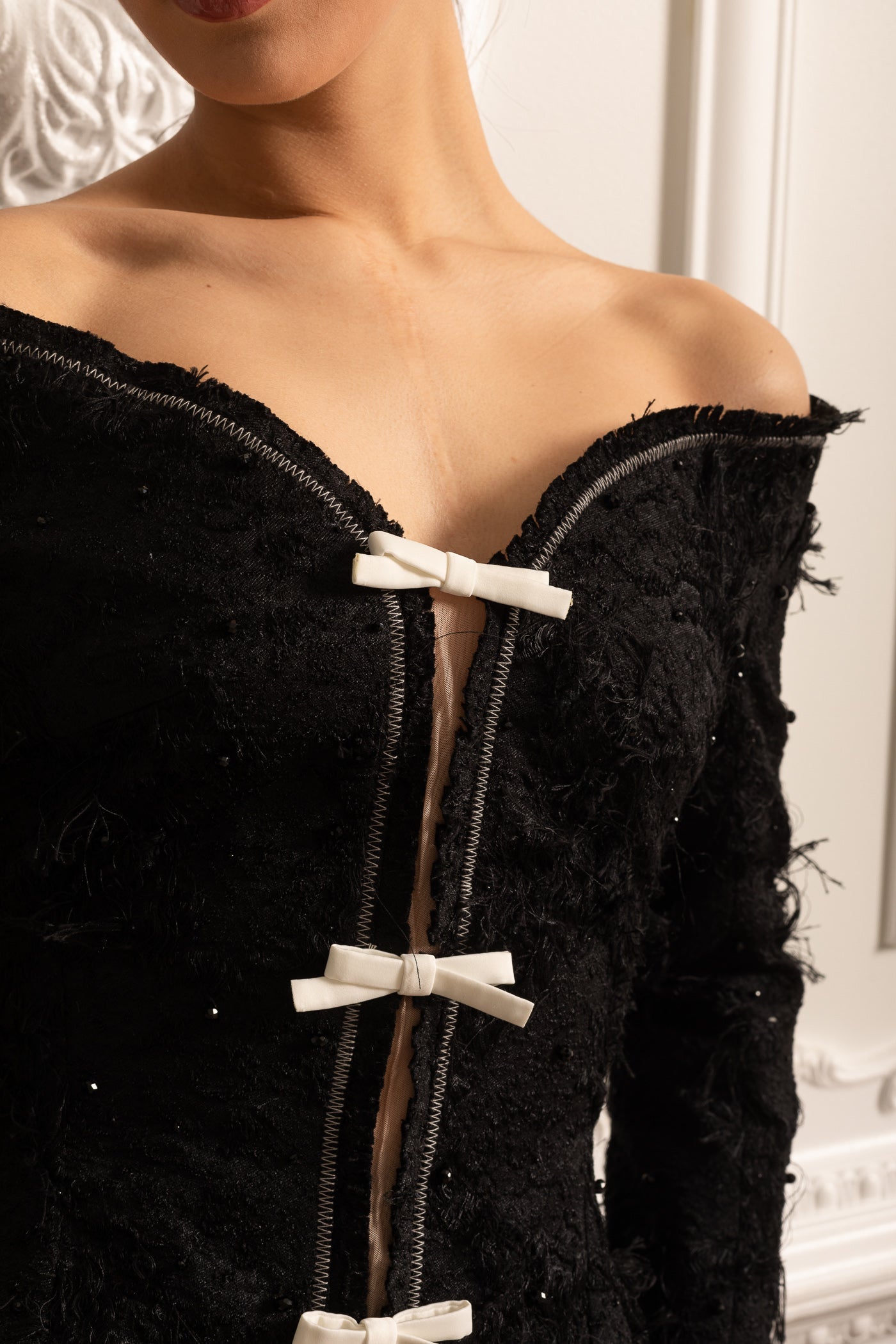 Dámský top bez ramínek s mašlemi