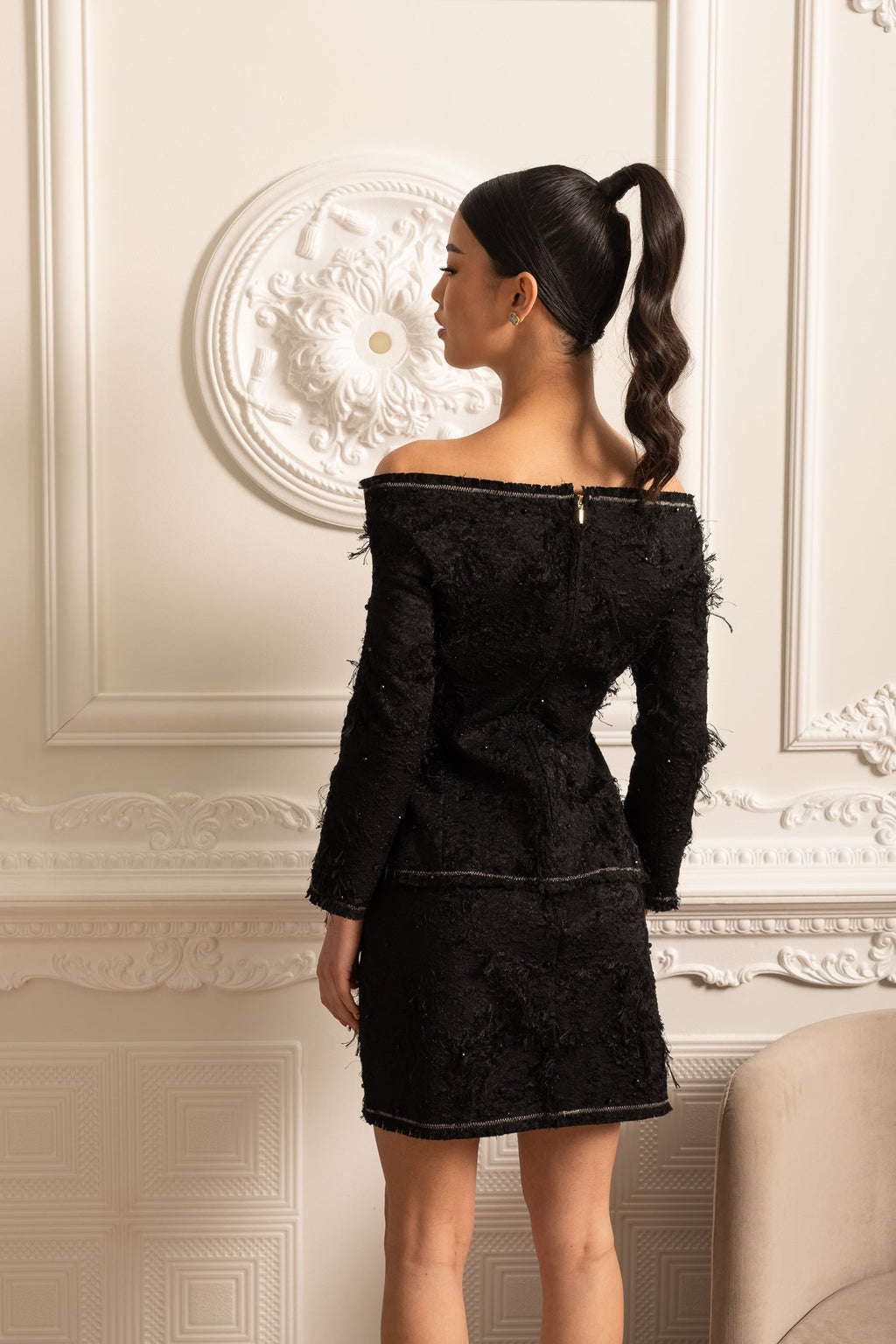 Dámský top bez ramínek s mašlemi