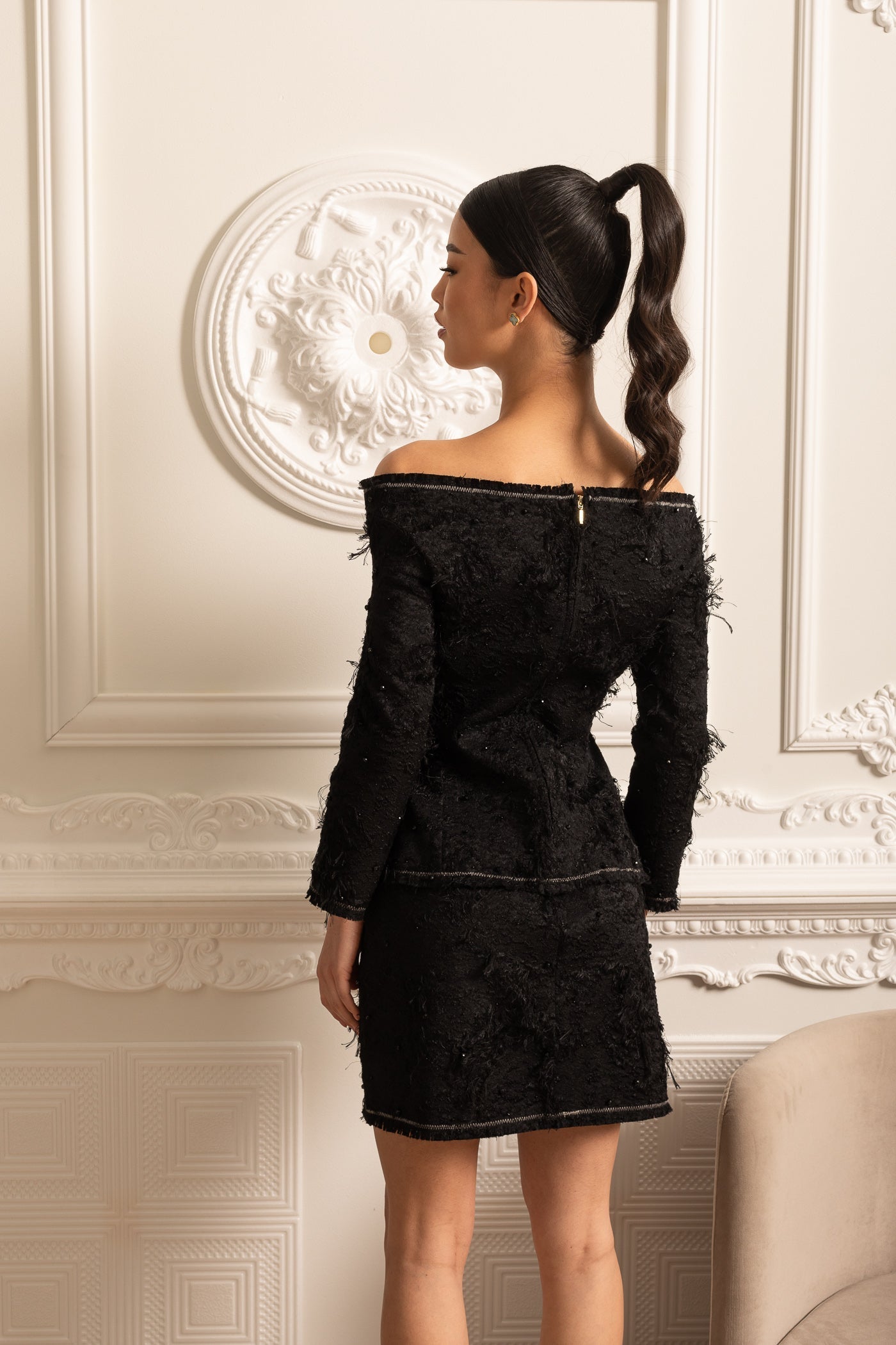 Dámský top bez ramínek s mašlemi