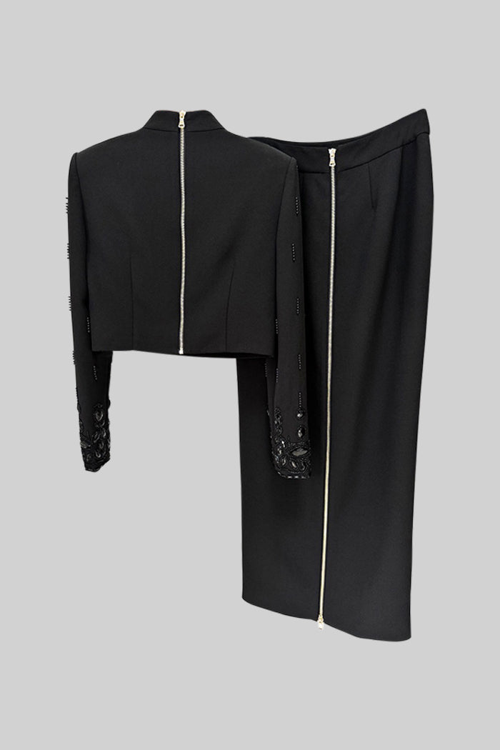 Dámský set s maxi sukní - Černý