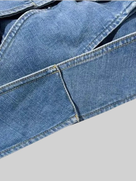 Dámské modré top s mašlí