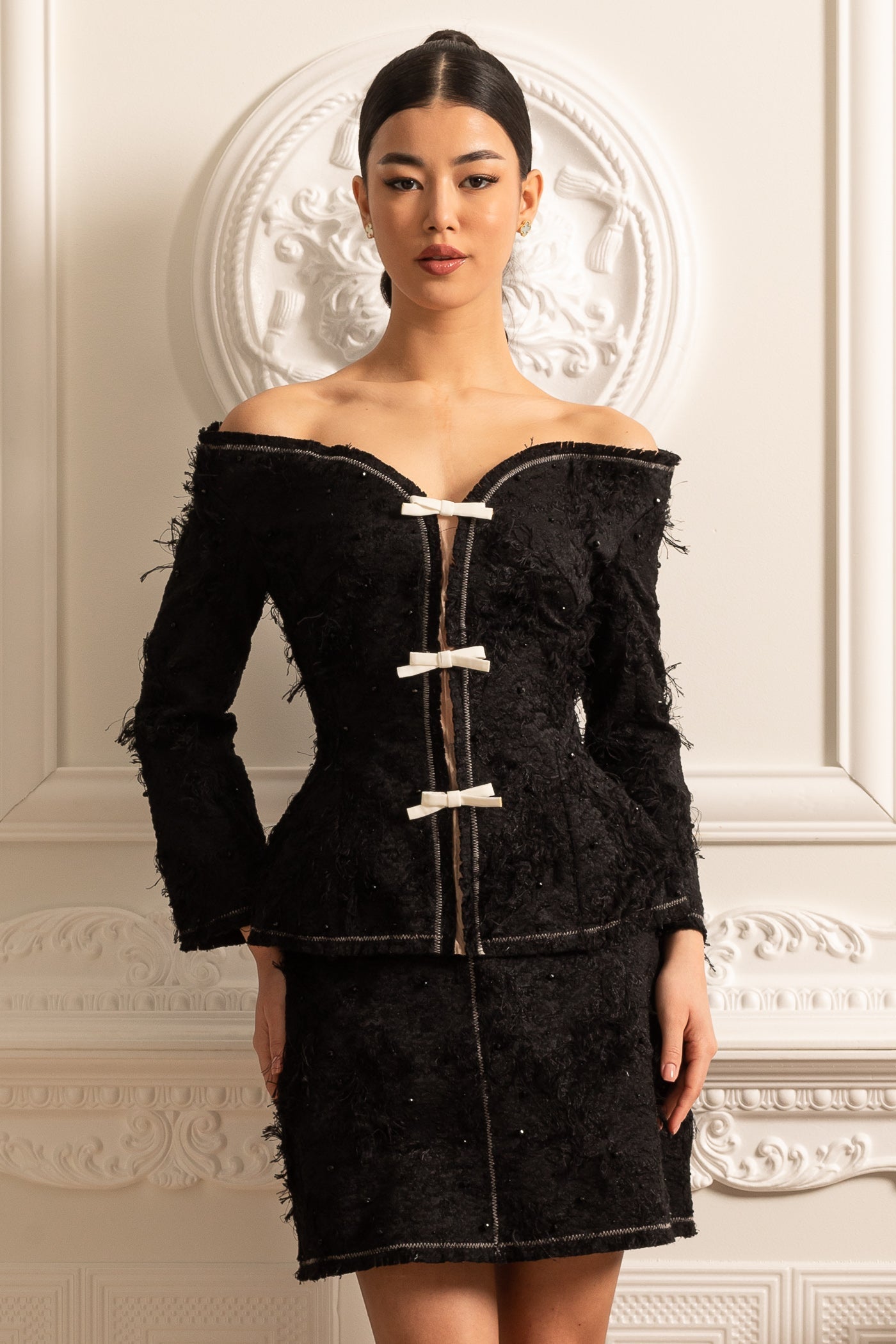 Dámský top bez ramínek s mašlemi