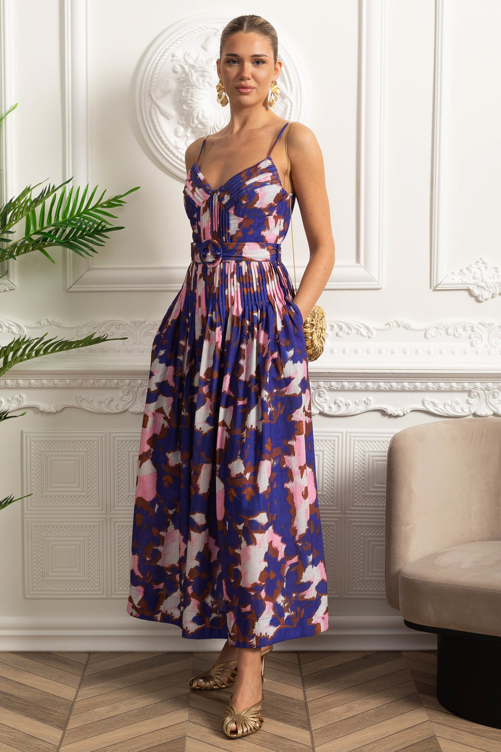 Dámské plisované midi šaty fialové