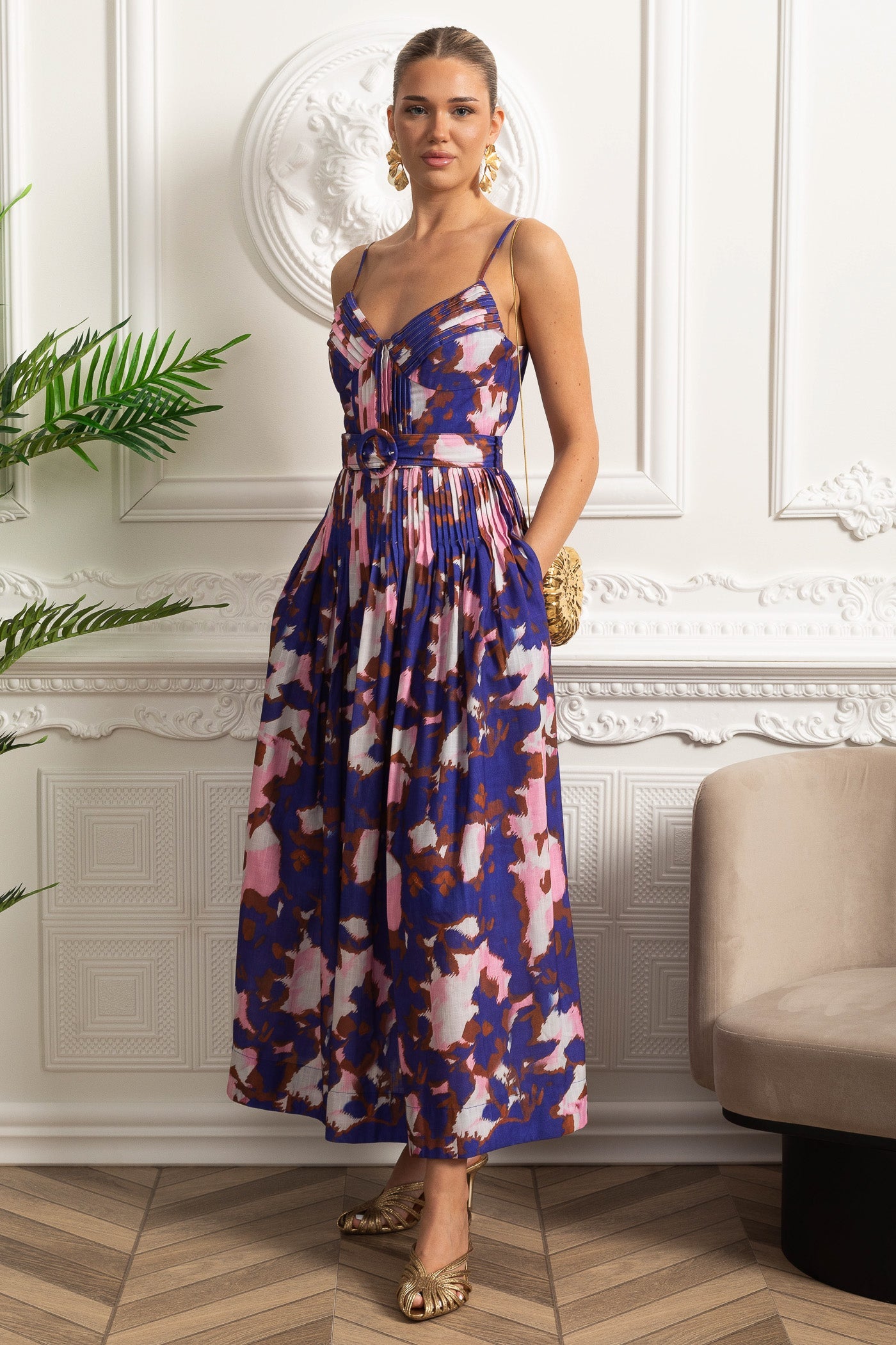 Dámské plisované midi šaty fialové