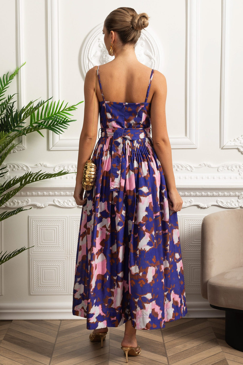 Dámské plisované midi šaty fialové