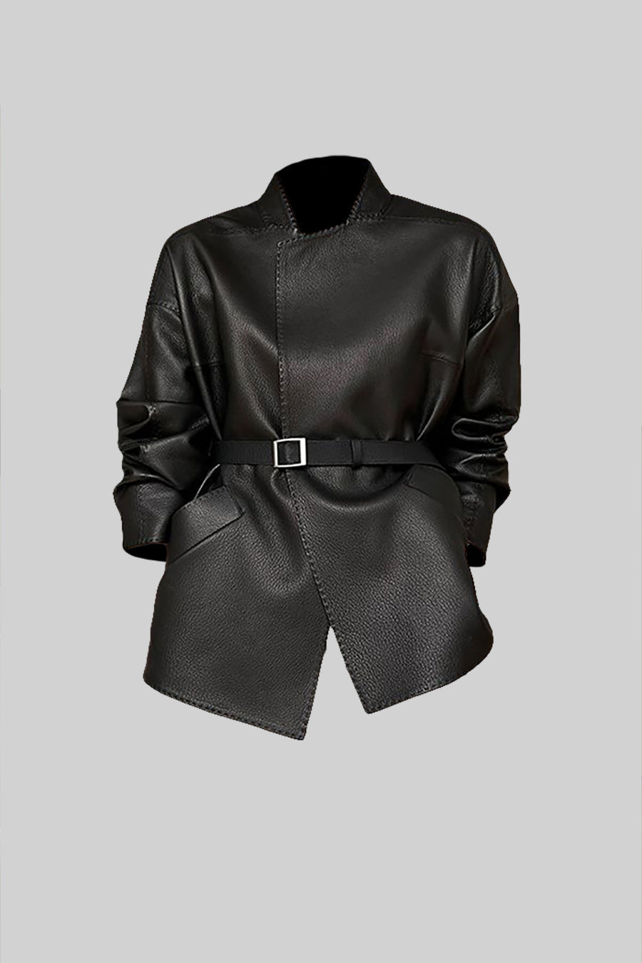 Dámská černá bunda s páskem