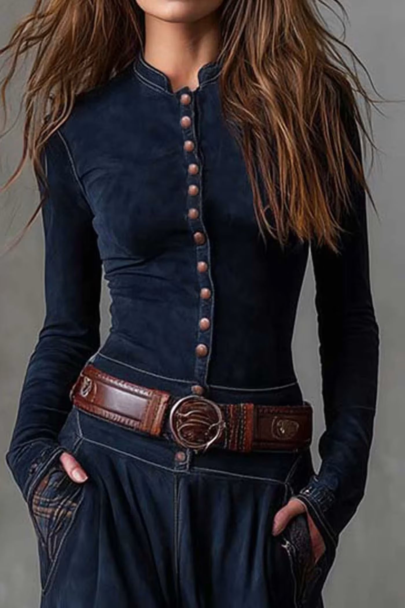 Dámské maxi šaty s páskem