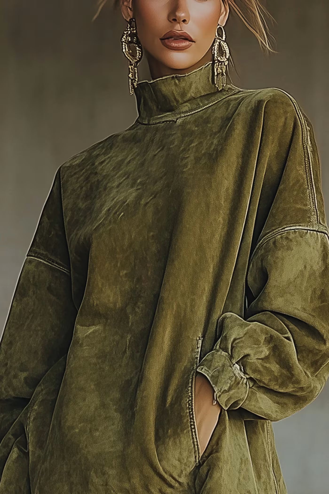 Dámské šaty s turtleneckem a třásněmi