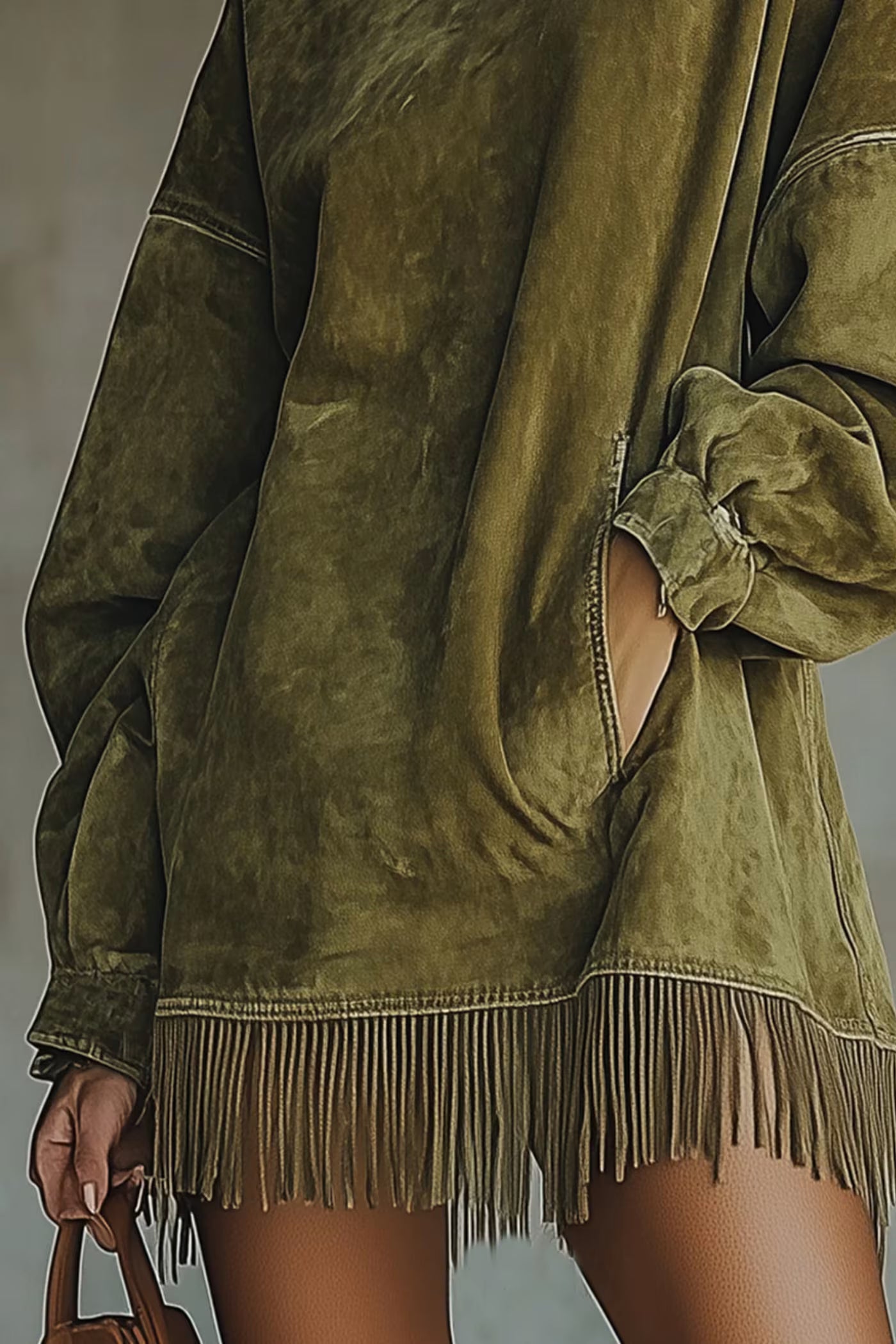 Dámské šaty s turtleneckem a třásněmi