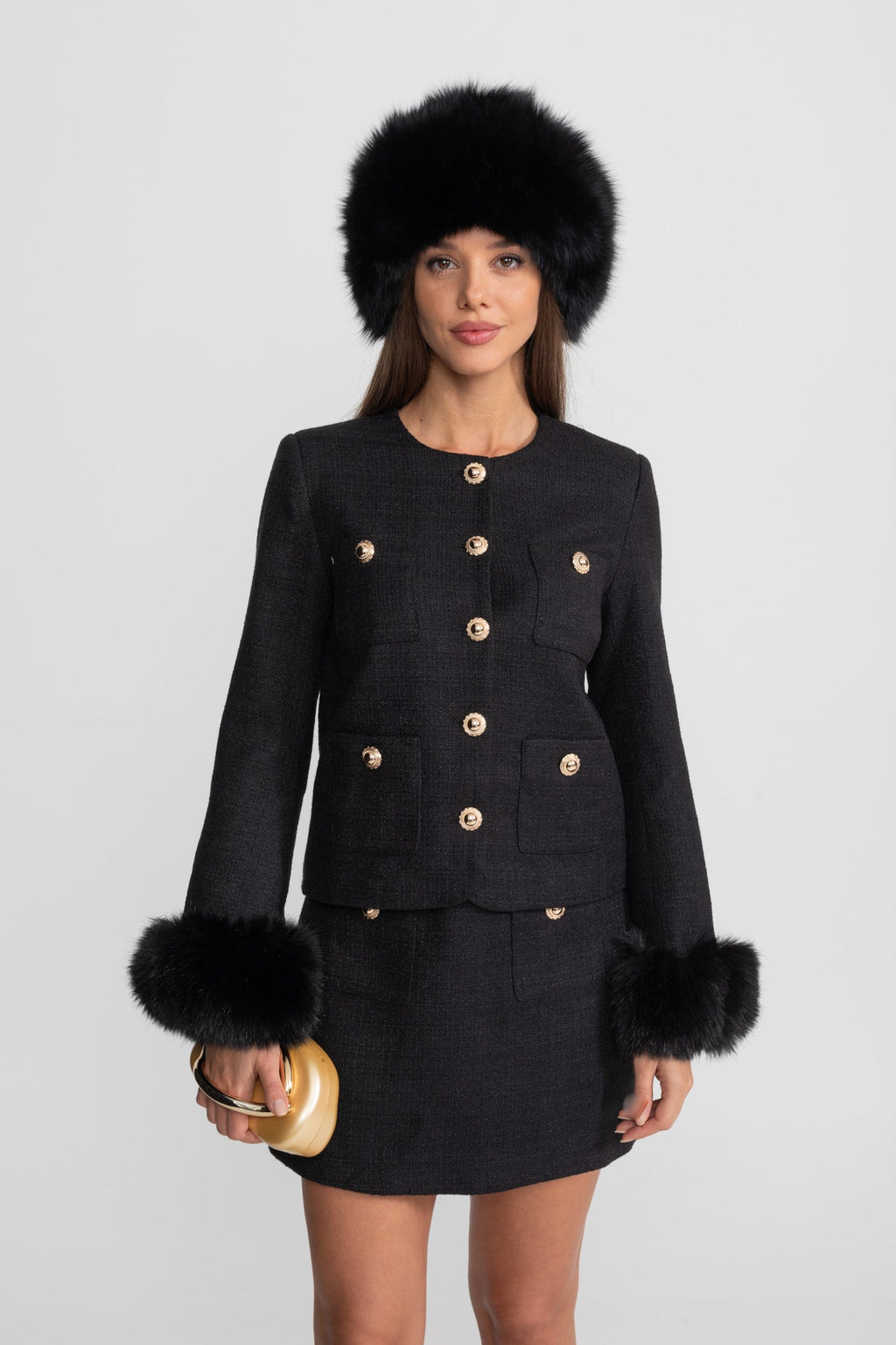 Dámská černá mini sukně s knoflíky