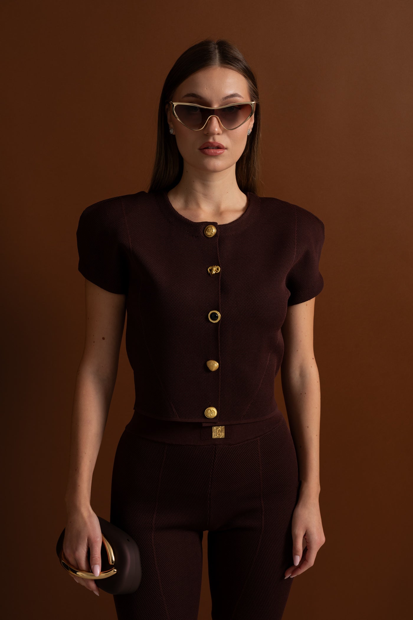 Dámská pletená souprava burgundy