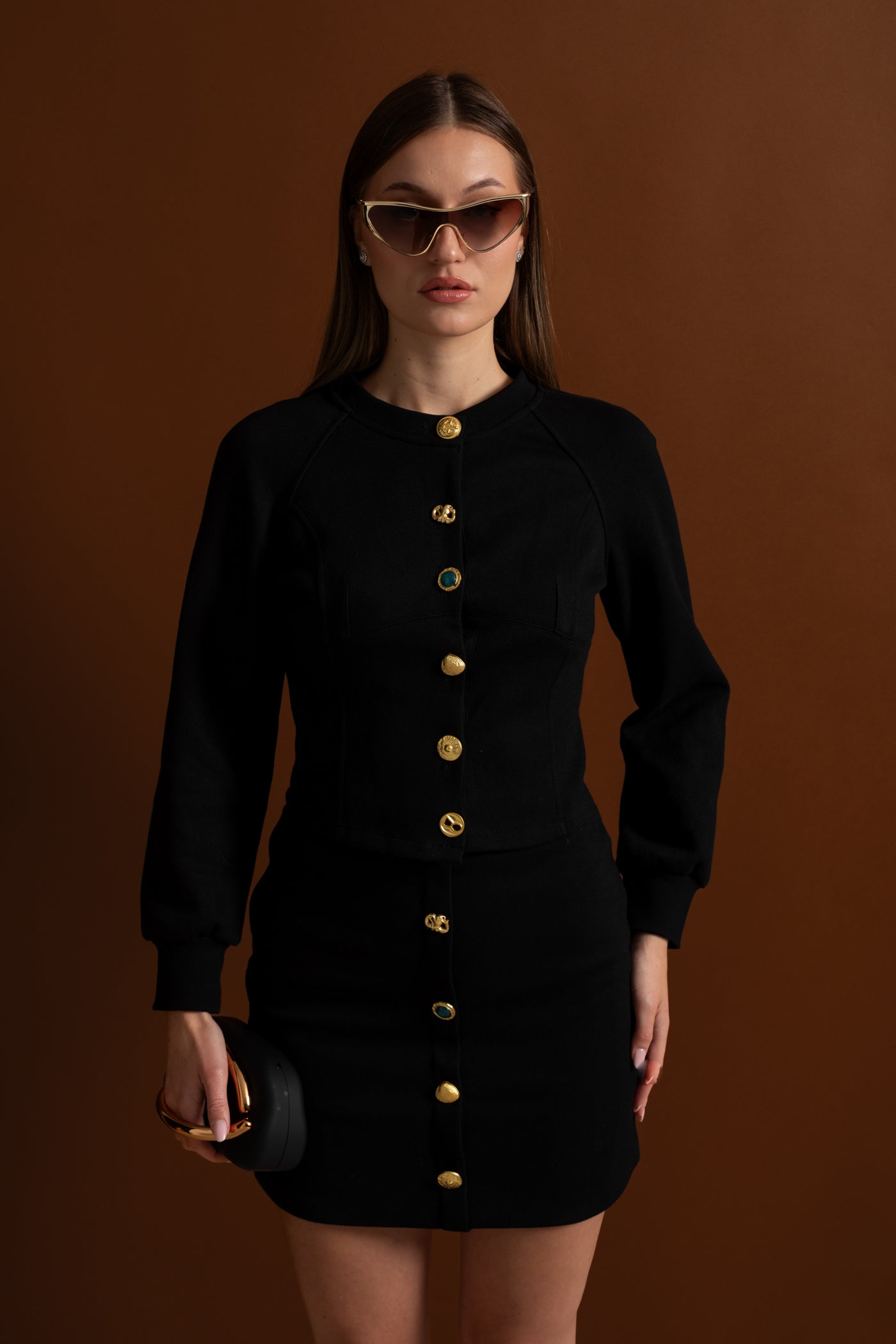 Dámská souprava s knoflíky – Černá