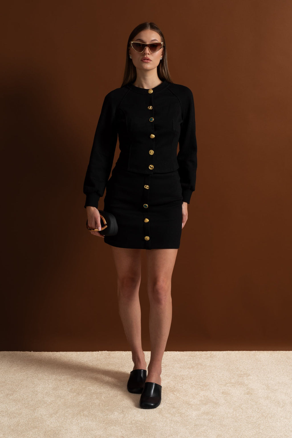 Dámská souprava s knoflíky – Černá