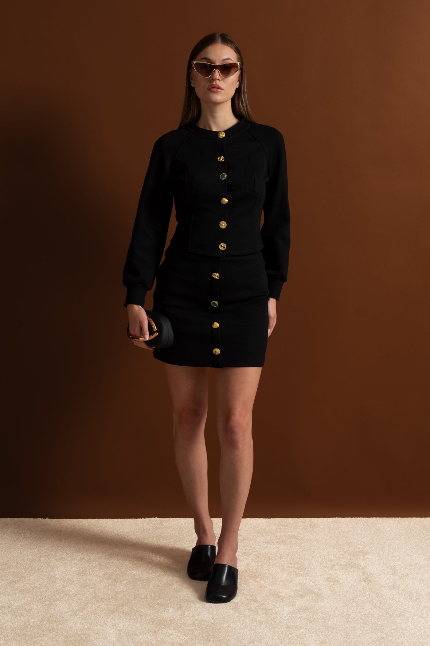 Dámská souprava s knoflíky – Černá