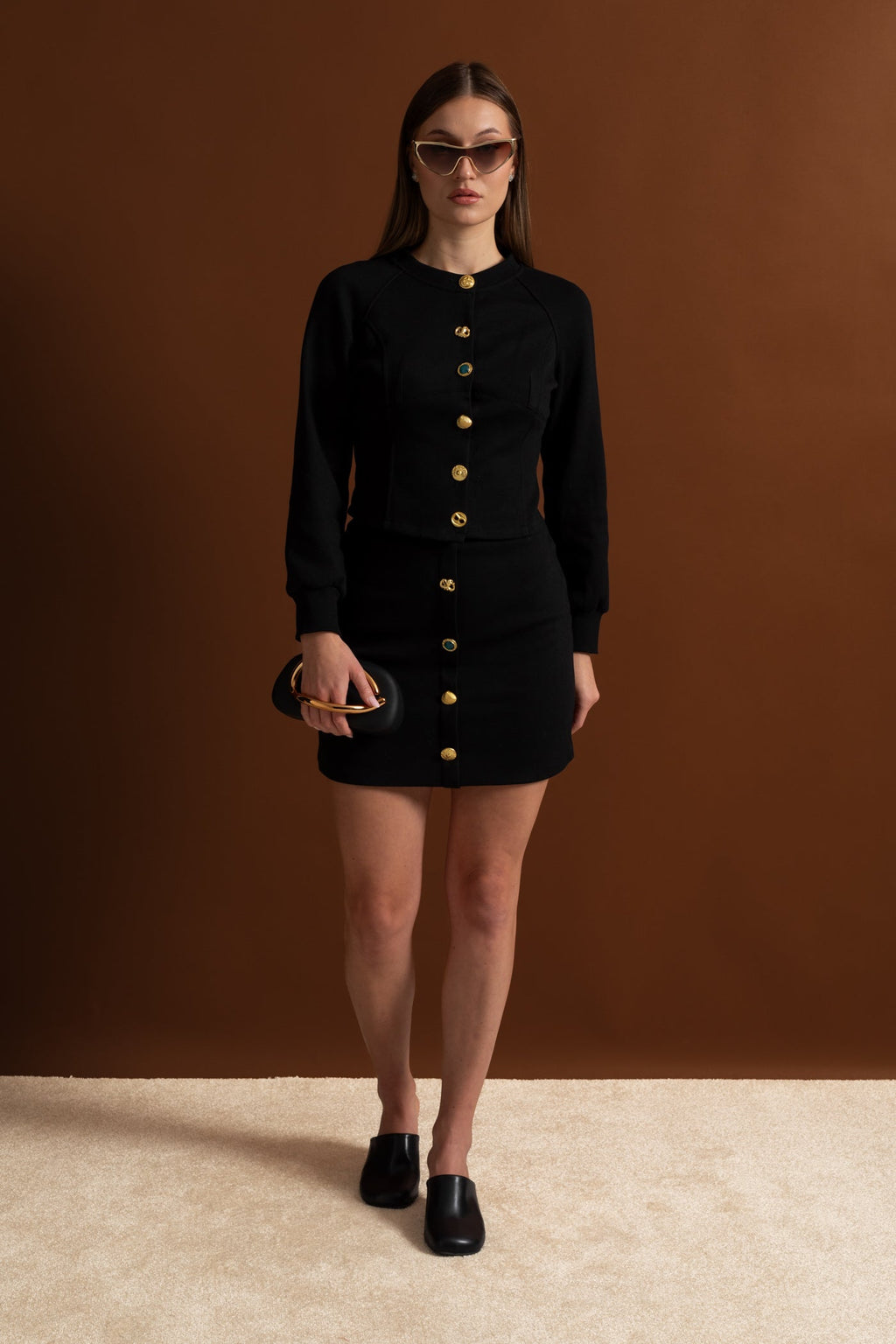 Dámská souprava s knoflíky – Černá