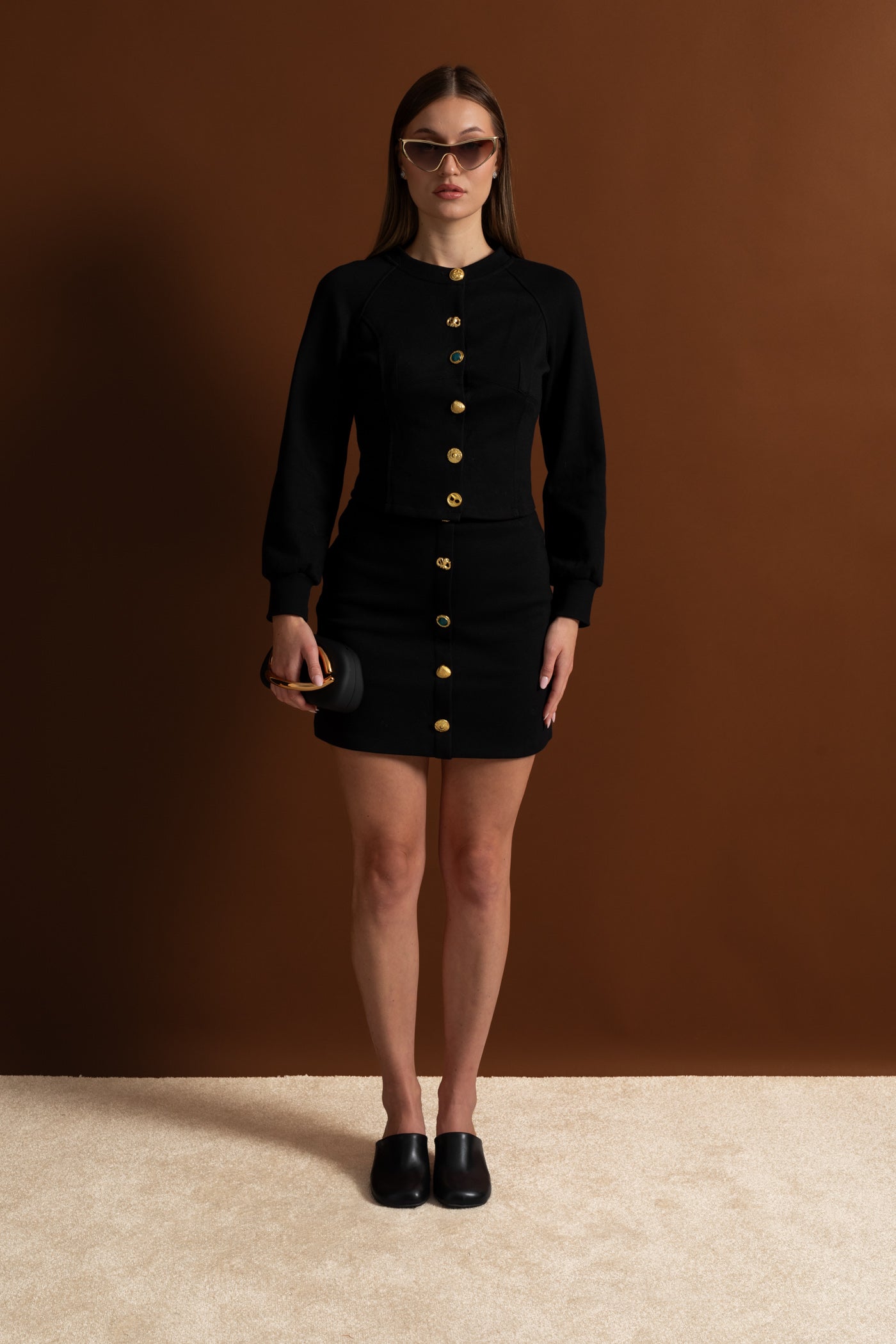 Dámská souprava s knoflíky – Černá