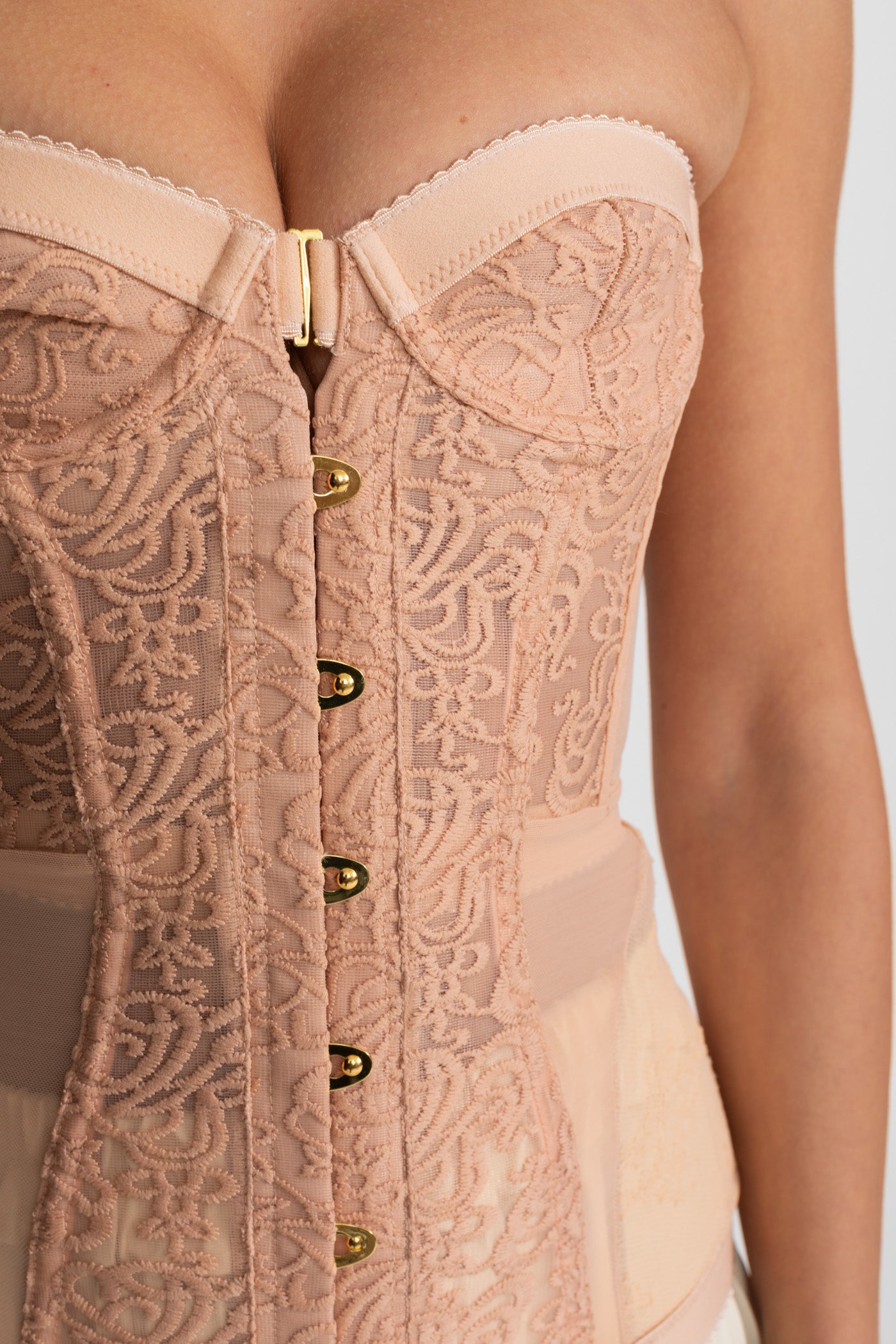 Dámský krajkový korzet - Nude