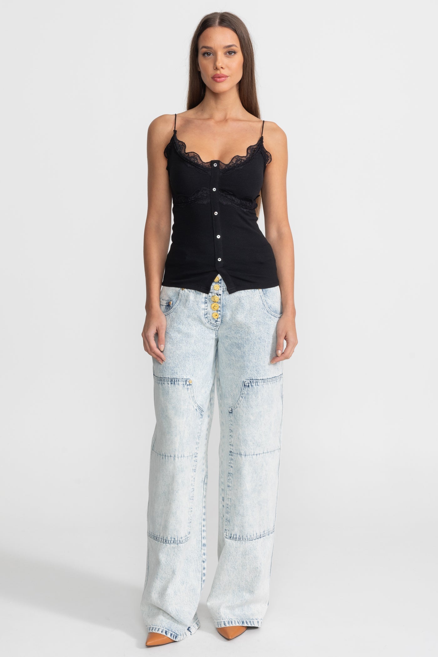 Dámský žebrovaný top s knoflíky