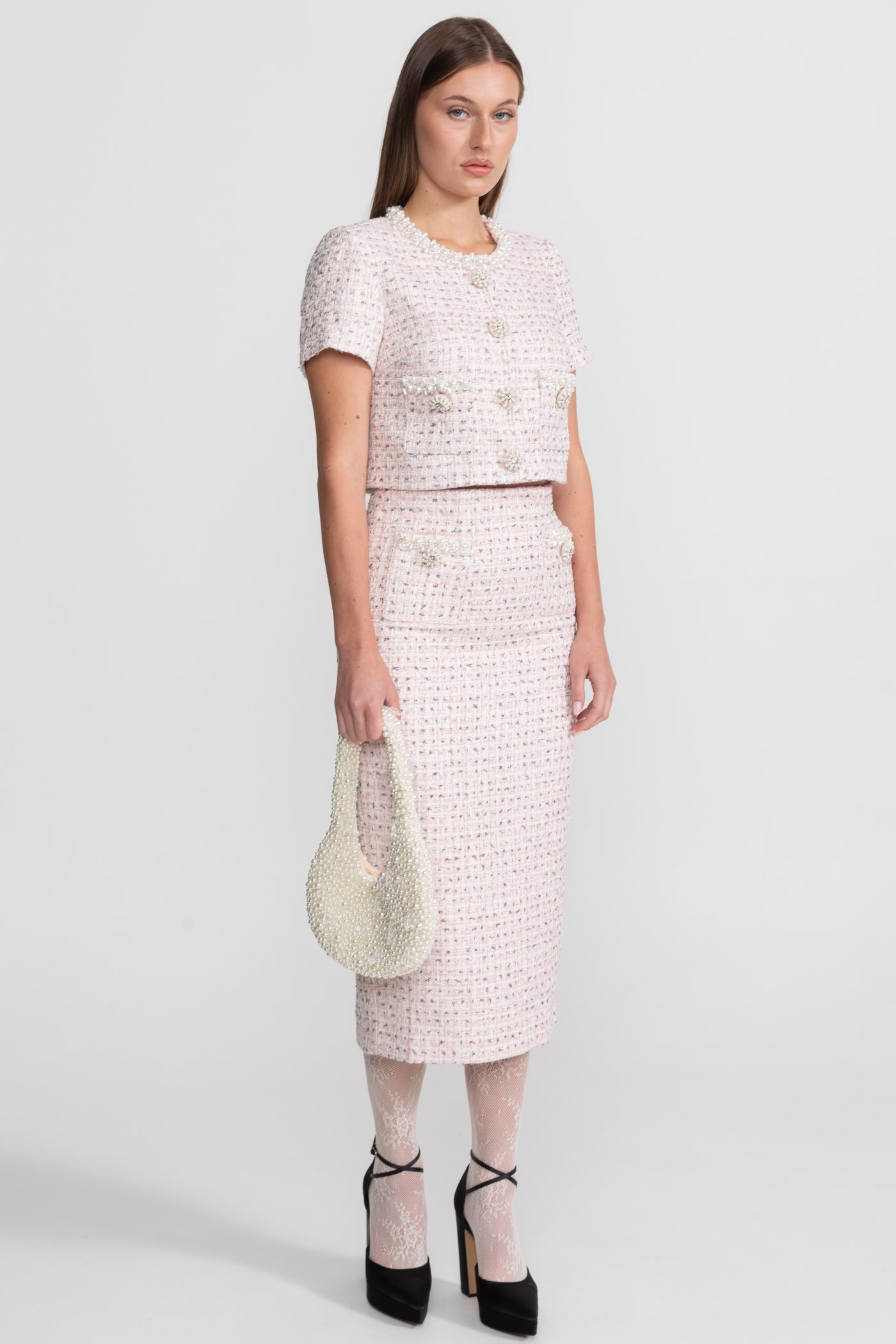 Dámské perlové tričko růžové