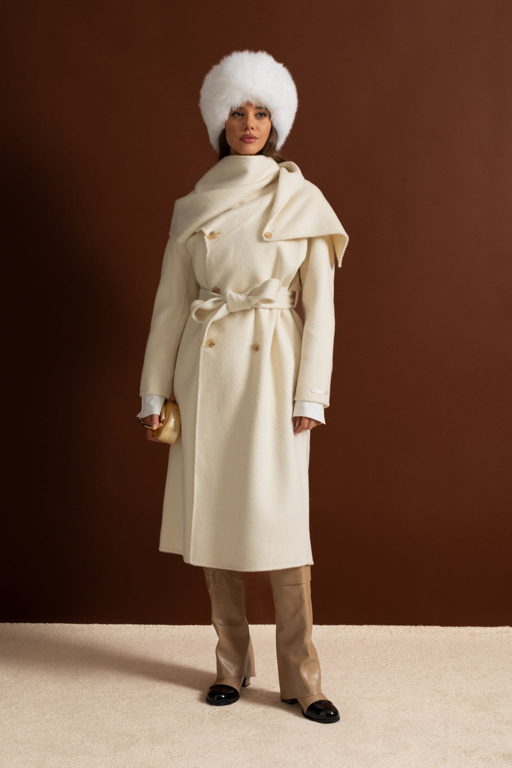 Dámský midi kabát s límcem