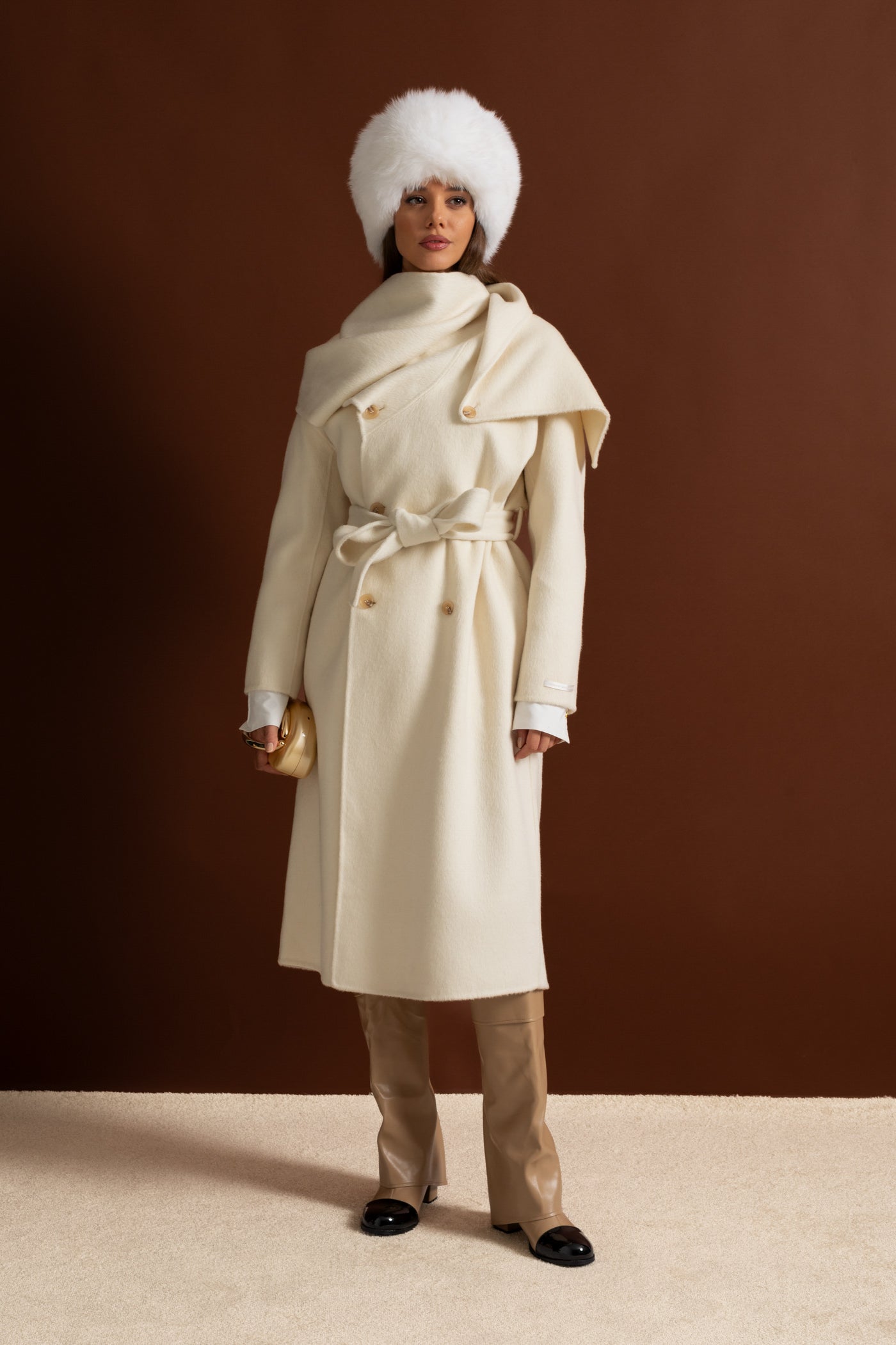 Dámský midi kabát s límcem